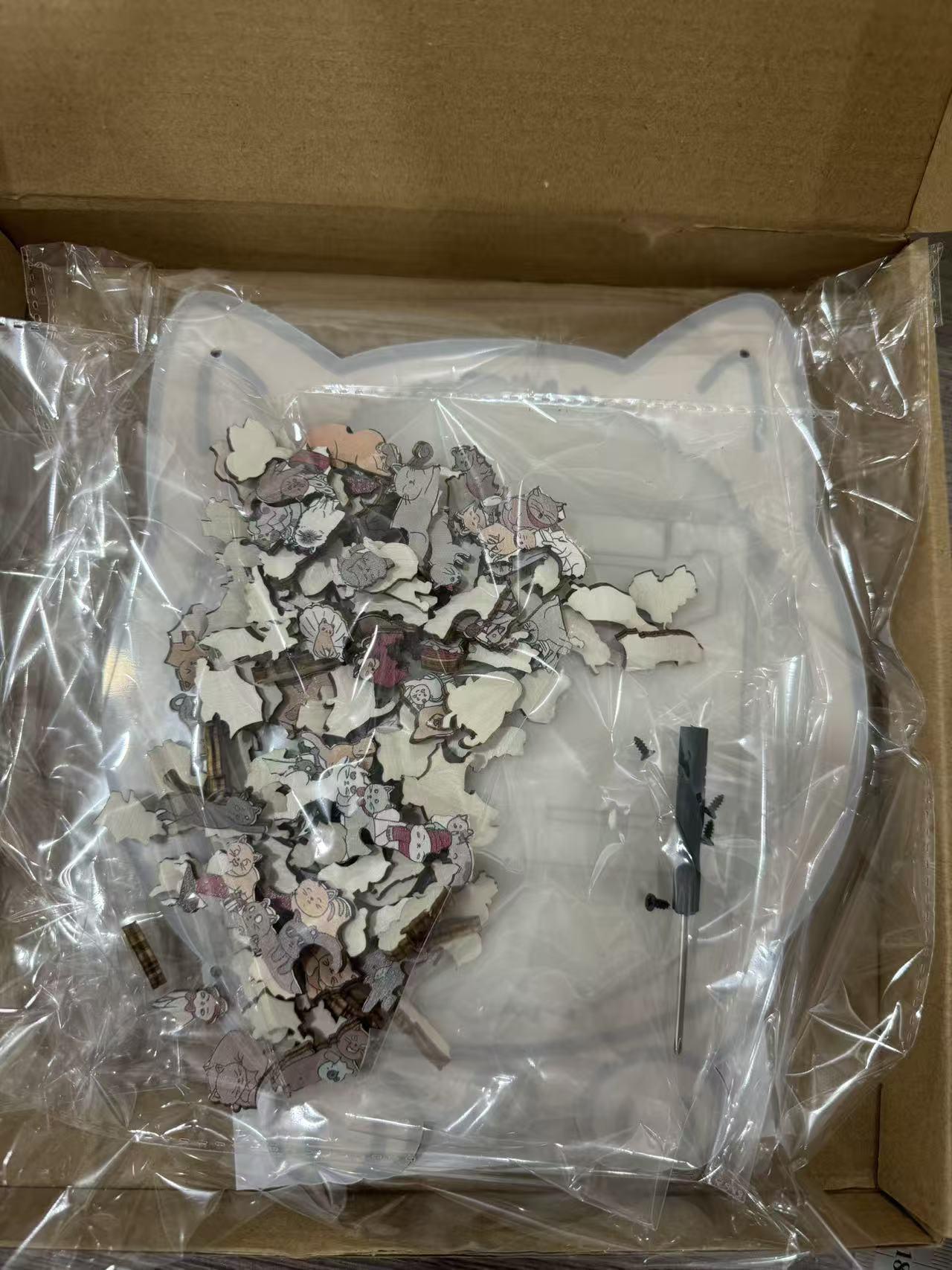 Trending Best Selling Cat Shaped Wooden Jigsaw Puzzle, Morandi Color Cute Kitten Animal Puzzle, Educational Brain Teaser Toy for Kids Adults, Creative Home Decor Unique Wooden Puzzle Gift for Family Friends Holiday