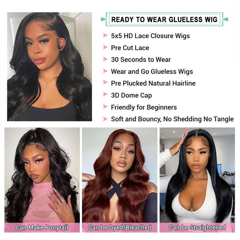 Bling Hair 180% Density Glueless Wig Human Hair Pre Cut Lace Wig 5x5 6x4 7x5 9x6 Body Wave HD Transparent Lace Front Human Hair Wig For Women Remy Hair Brazilian Hair Wigs #TikTokShopHolidayHaul