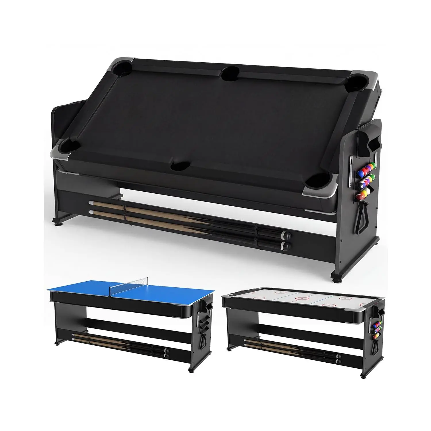 Garvee 7 Ft 3-in-1 Multi-Game Table Featuring Air Hockey, Billiards, and Table Tennis for Versatile Indoor Entertainment