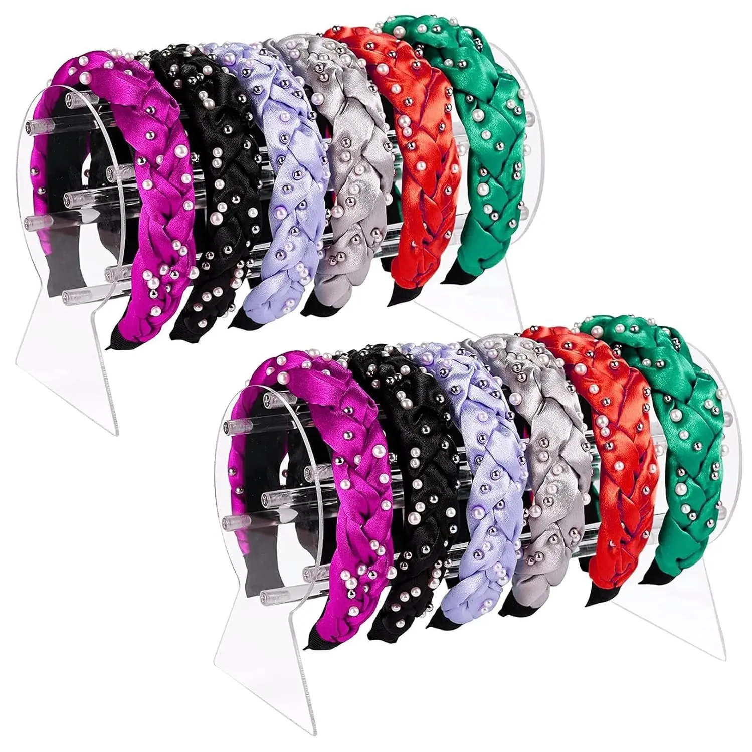 2 Pack  Headband Holder - Clear Headband Organizer Display Stand for Girls - Hairband Rack Storage Holder for Hair Clasp, Bangles, Teen Girl, Women