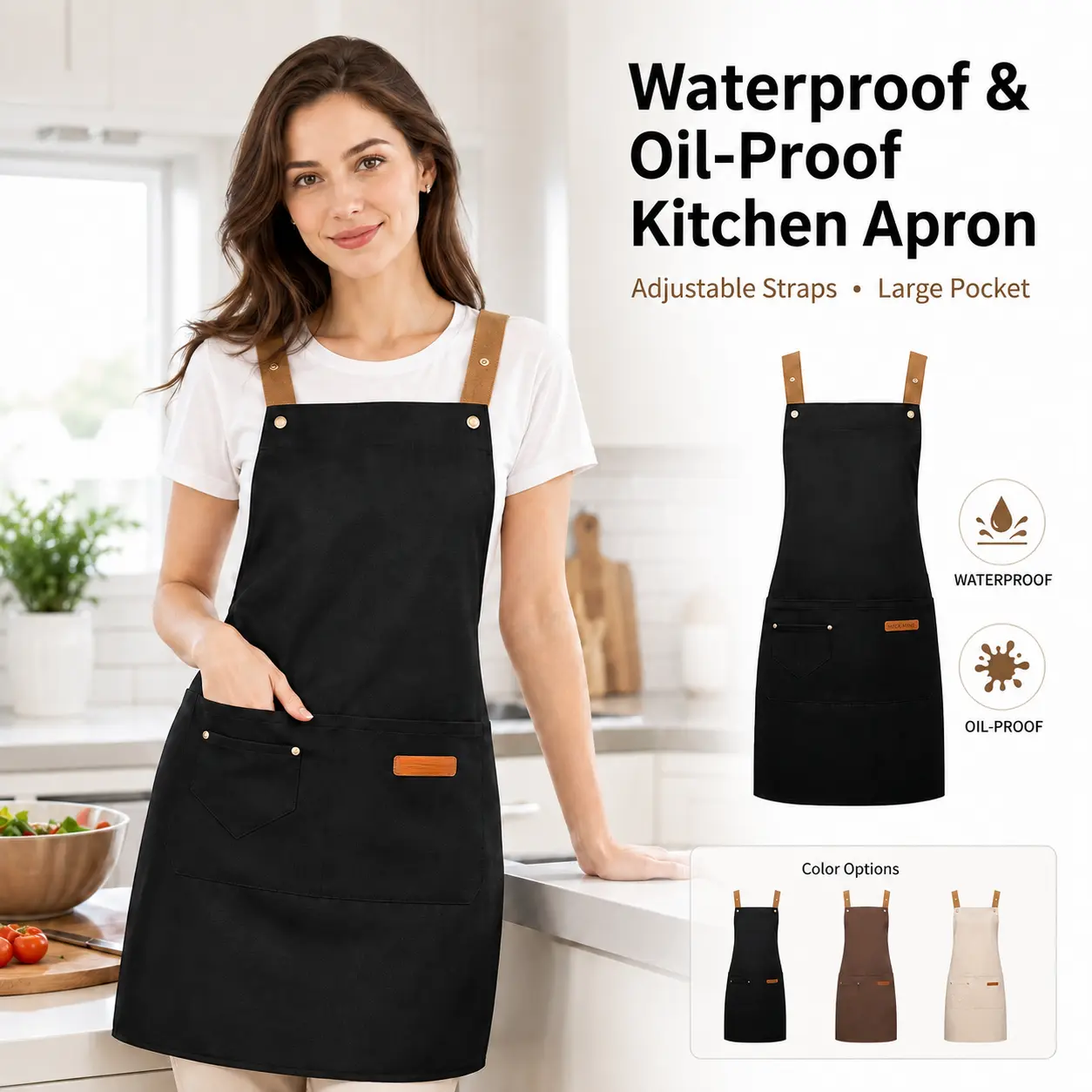 Adjustable BBQ Grill Apron–1 Count Unisex Polyester Apron , Apron for Baking, BBQ & Crafts,Christmas Gift,Breathable Kitchen Aprons,Apron for Women,Apron for Cooking,Cleaning Tool-YY1