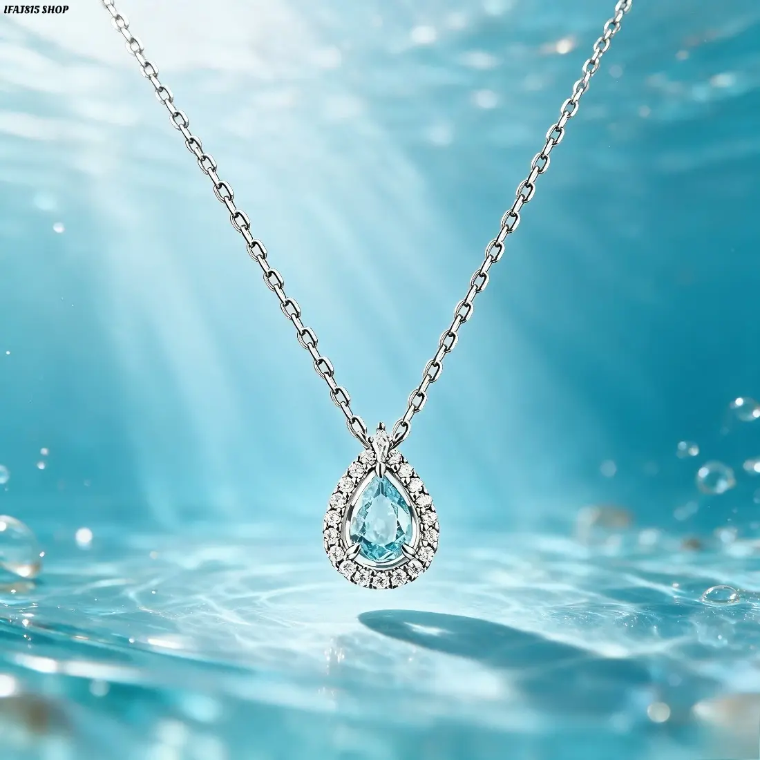 Women’s Crystal Teardrop Necklace, Dainty Ocean-Inspired Pendant with Sparkling Drop Design, Trendy Minimalist Y2K Aesthetic Jewelry, Elegant Everyday Accessory for Casual Outfits, Date Nights & Special Occasions