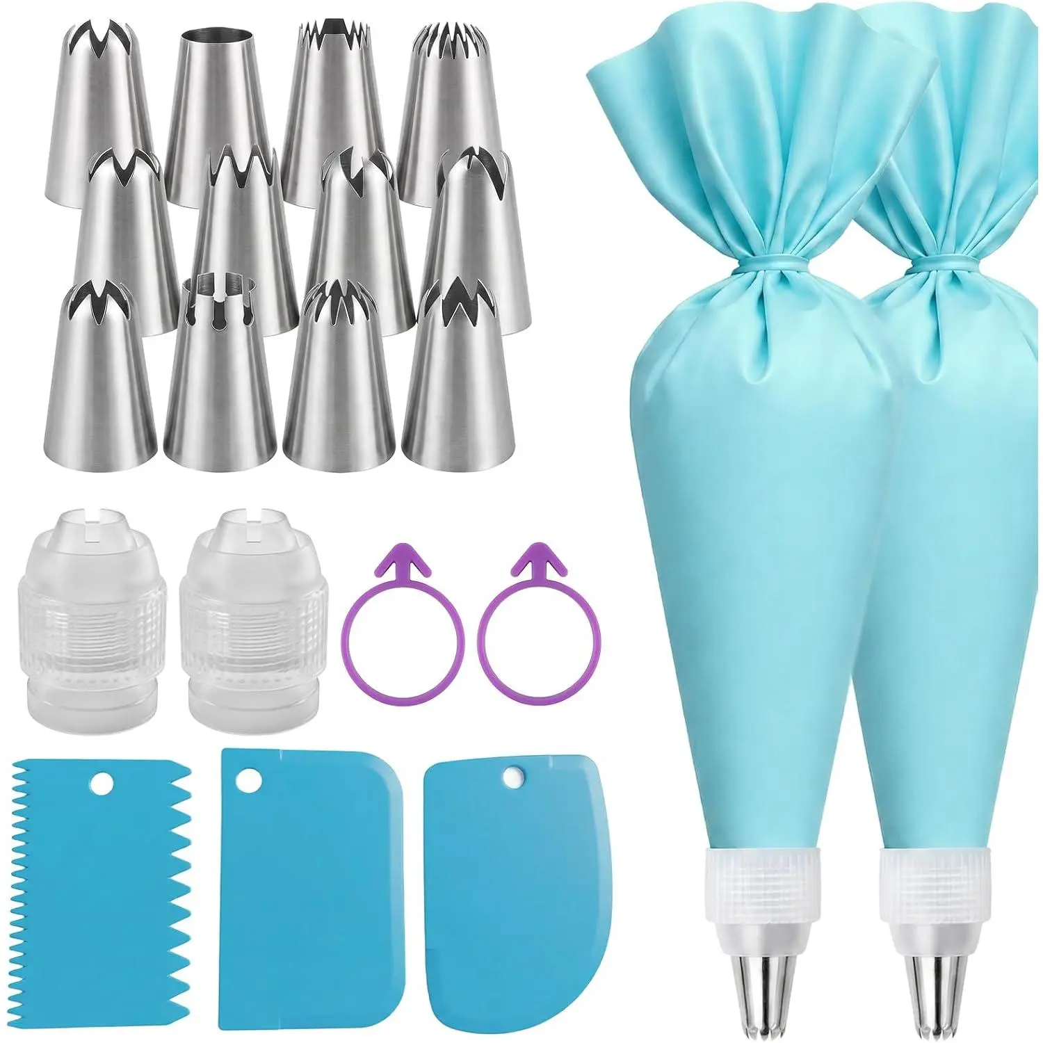 21 count Piping Bags Set,2  piping Bags, cake decorating kit