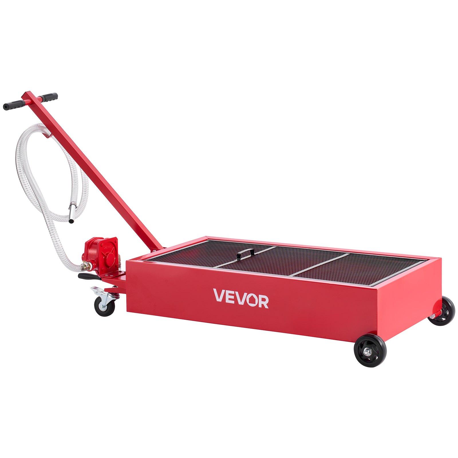 VEVOR Low Profile Oil Drain Pan, 20 Gallon Capacity, Rolling Oil Drain Pan with Manual Pump, 7.2 ft Hose & T Folding Handle, Leak-proof & Corrosion-resistant, Fit for Cars, SUVs, Trucks, ATVs, Red VEVOR Low Profile Oil Drain Pan, 20 Gallon Capacity, Rolling Oil Drain Pan with Manual Pump, 7.2 ft Hose & T Folding Handle, Leak-proof & Corrosion-resistant, Fit for Cars, SUVs, Trucks, ATVs, Red
