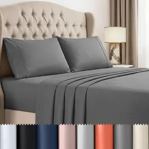 Queen Sheets Set – 4 Piece Soft & Cooling Queen Bed Sheets Set – Deep Pockets, Wrinkle-Resistant, Breathable Microfiber– Includes Fitted, Flat Sheet & Pillowcase Sets (Gray)