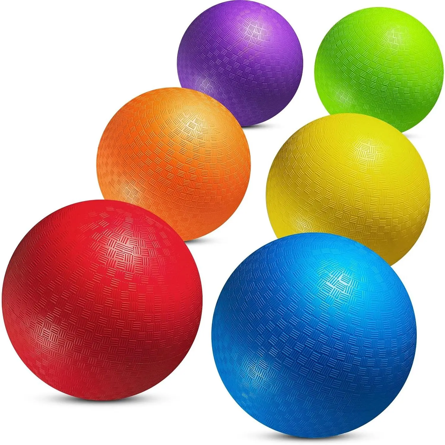 8.5-Inch Colorful Inflatable Rubber Dodgeballs - Pack of 6 with Pump, Indoor/Outdoor Balls for Kids, School Gym Recess 4 Square Handballs Kickballs