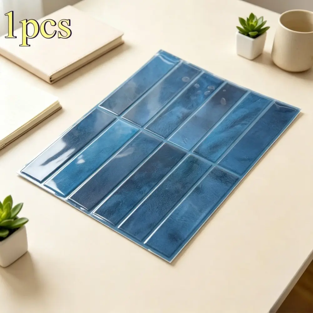 Blue vertical three-dimensional, self-adhesive, home decoration, kitchen anti fouling adhesive wall sticker, home renovation imitation ceramic tile sticker