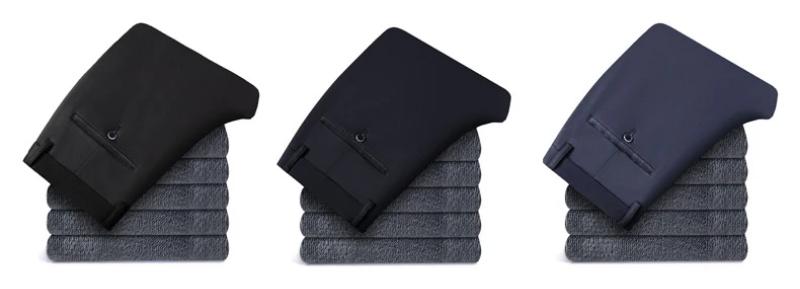 Static Cuff Flannel Thick Men's Casual Pants Winter New Fleece Business Stretch Warm Plush Trousers Brand Slim Straight Male Pants