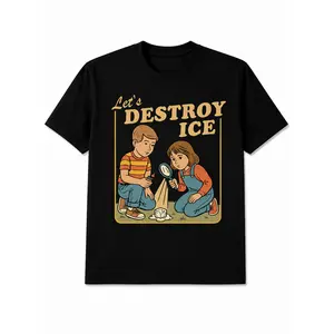 Let's Destroy Ice T-Shirt - 100% Cotton Unisex Funny Kids Science Tee  Melting Ice Magnifying Glass Meme Shirt
