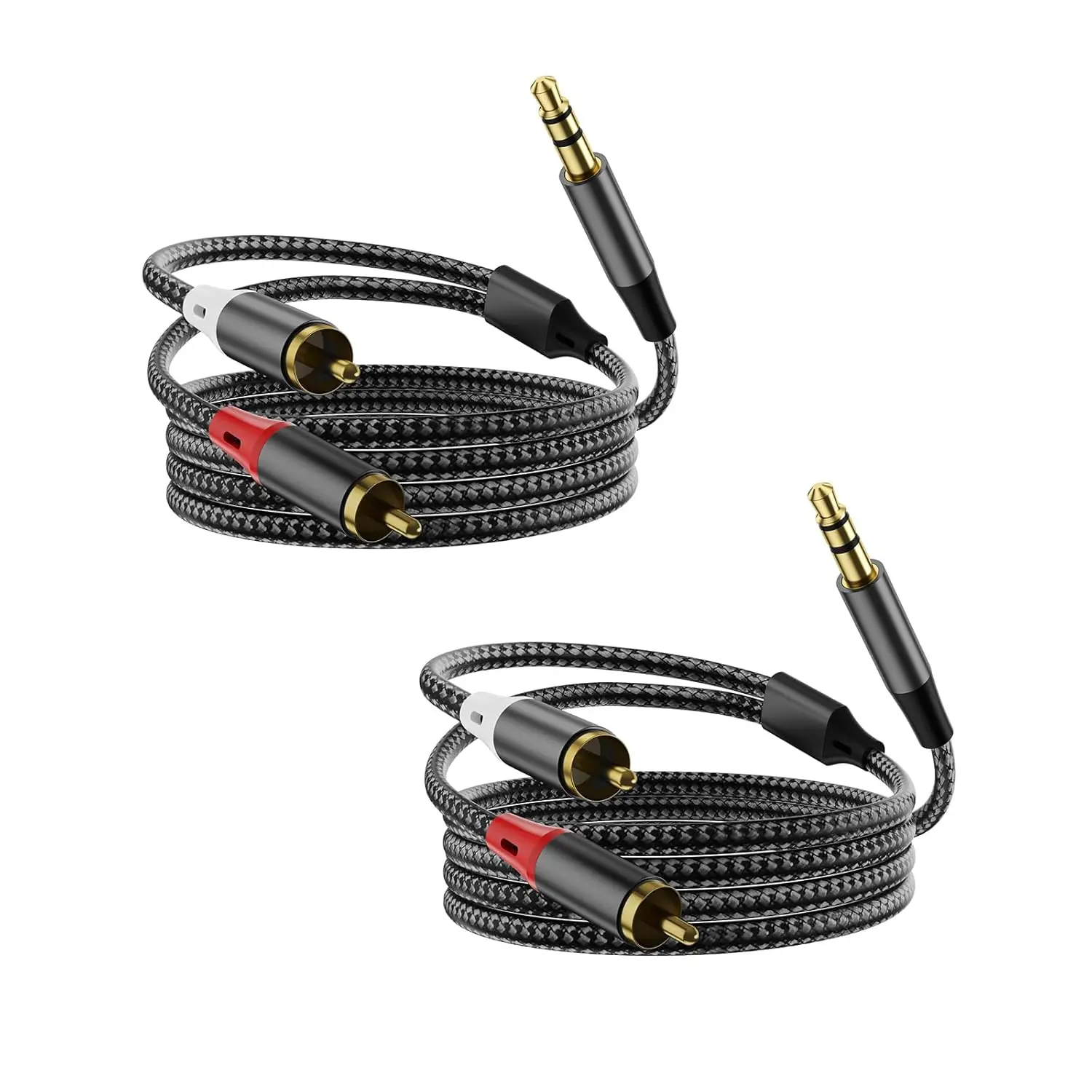 3.5mm to 2RCA Audio Cable, Stereo Splitter Cable AUX, Auxiliary Adapter, RCA Cord for Smartphone,Speakers,Tablet,HDTV,MP3 Player(Black 2Pack 3.3ft)