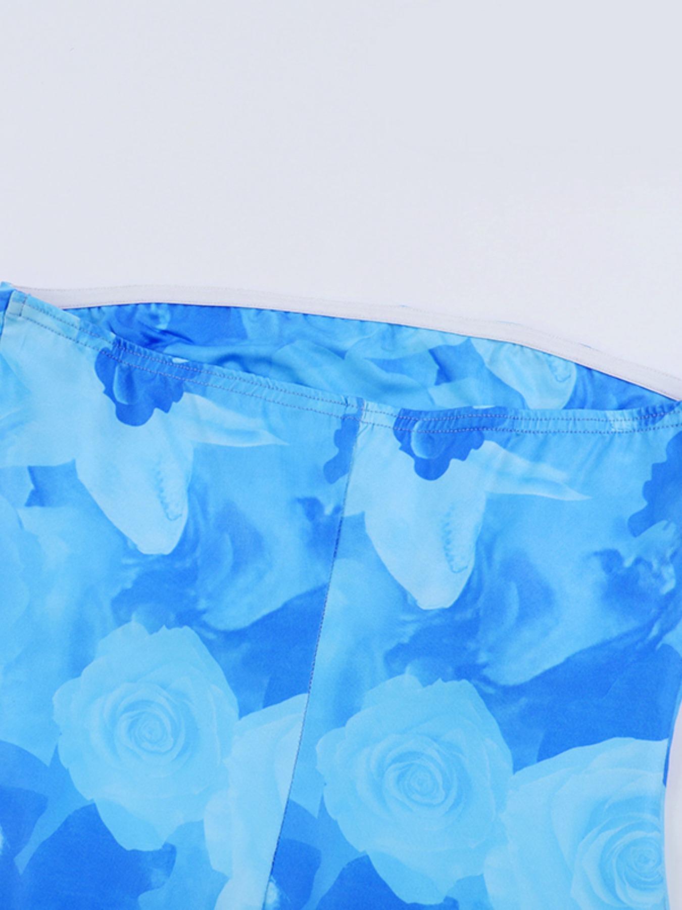 Women's Floral Print Tube Dress, Elegant Fashion Casual Sleeveless Maxi Dress for Daily Outdoor Wear, Women Dress for Summer