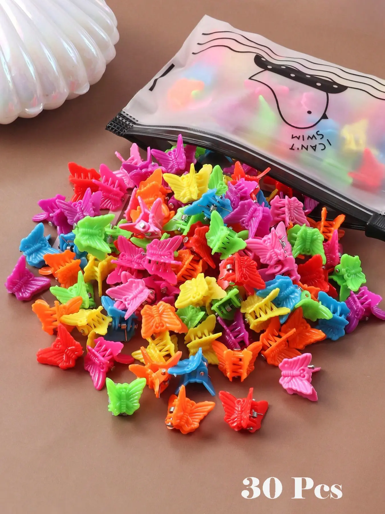 30 Colorful Mini Butterfly Hair Claws, Cute Princess Style, Candy Color Small Hair Clips, All Seasons, Women's Hairstyle Accessories