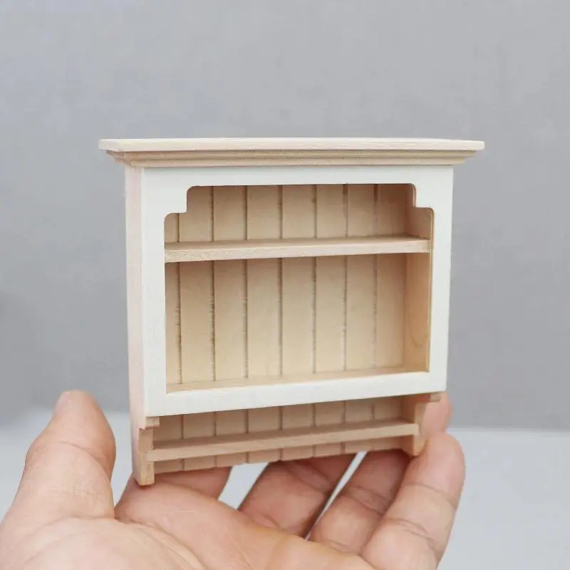 1:12 Scale Wooden Wall-Mount Storage Rack Dollhouse Decor - Kitchen Shelf Rack, Condiment Shelf, Hang Display Stand Furniture Model Toy
