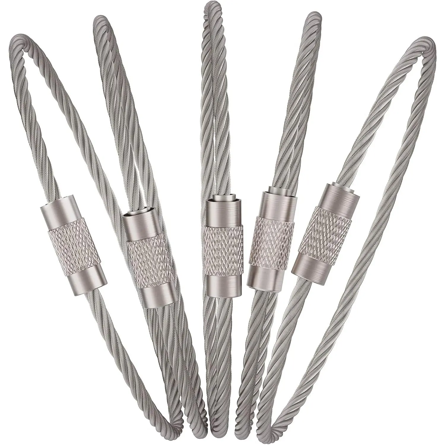 25-Pack 6.8in Stainless Steel Braided Wire Keychain Cable, Anti-Rust Imported SS Link, Large Connectable Key Ring Loop, Heavy-Duty Luggage Tag Keeper for Outdoor Hiking Travel