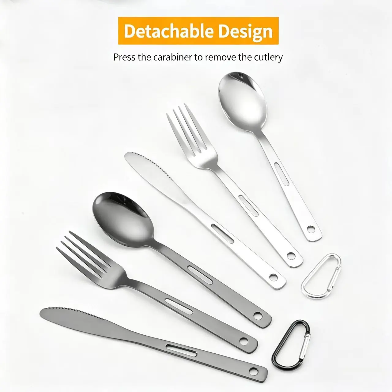 Pure Titanium Tableware Set / Outdoor Household Frosted Knife Fork Spoon Chopsticks / Travel Camping Portable Knife Fork Set
