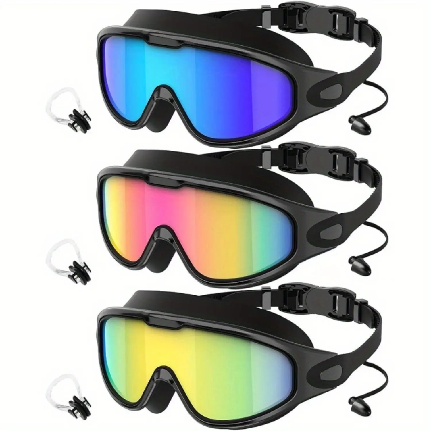 [3 Pairs] Unisex Classic Lightweight No-Pressure Breathable Swimming Goggles, Comfortable Fit, Ideal for Water Sports (Pool & Open Water Use)