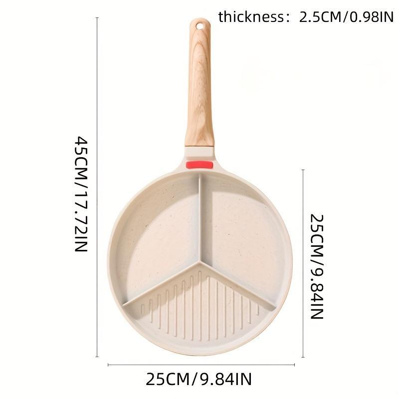Versatile 3-in-1 Non-Stick Frying Pan with Divider - Perfect for Steak & More, Kitchen Essential