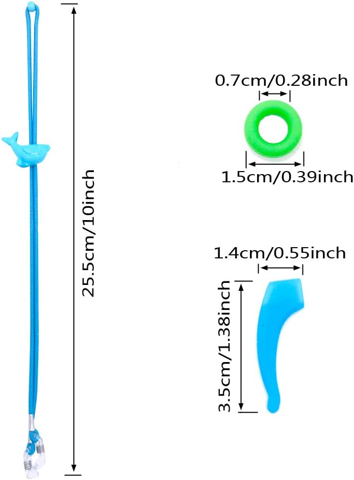 12 Pieces Kids Eye Glasses Strap,with 12 Pair Silicone Ear Grip Holder,Adjustable Anti-slip Eyeglass Retainer Hooks for Sports Sunglasses Boys Girls