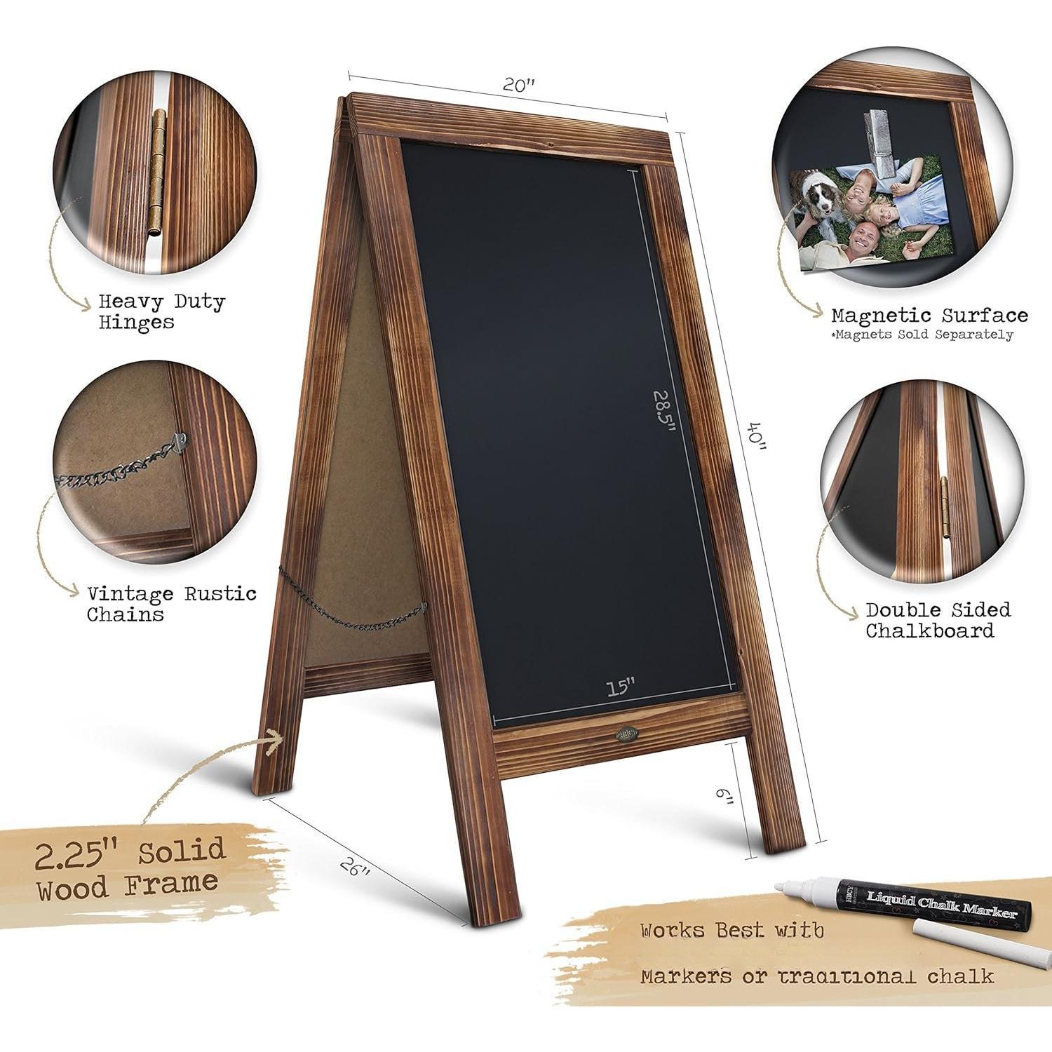 A Frame Chalkboard by : 40x20 Solid  A-Frame Sign Rustic Brown Double-Sided  Board, Chalkboard Menu Board, for Restaurants, Cafes, Weddings - Heavy Duty Hinges