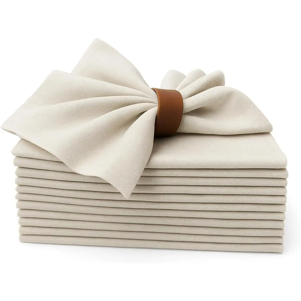 Premium Cotton-Blend Dinner Napkins (Cream) - 12-Piece 18x18in Tableware, Mitered Corners, Wrinkle Resistant, Machine Washable for Wedding, Restaurant Cocktails, Home Dining