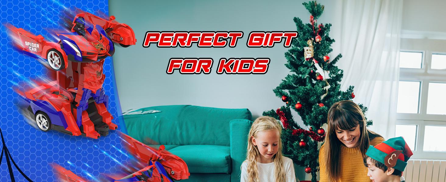 Transform Rc Cars for Boys 4-7 8-12, 2.4Ghz Remote Control Car 1:18 Scale Transforming Robot, One-Button Deformation 360° Rotation Car Toy Gifts for Boys 3-5