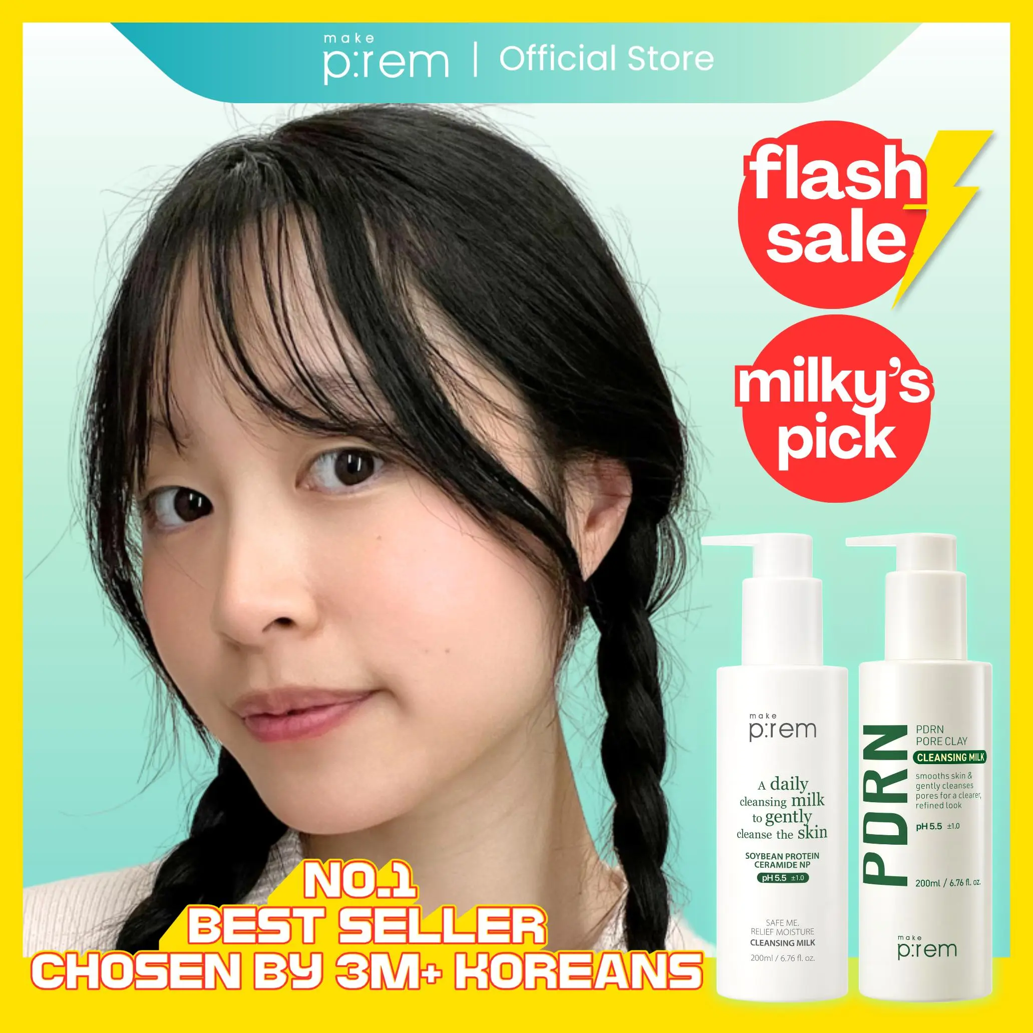 MAKE P:REM Safe Me. Relief Moisture Cleansing Milk | Gentle Hydrating Facial Cleanser for Sensitive Skin