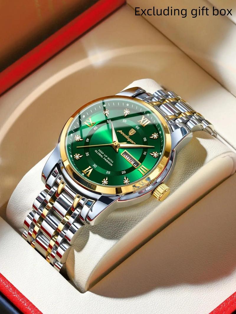 Men's Casual Business Round Dial Analog Quartz Watch, Fashion Daily Wear Watch with Box, Trendy Versatile Watch for Birthday Gift & Party