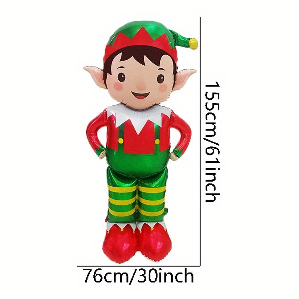 1pc 61-inch Standing Christmas Elf Balloon, Birthday Party Atmosphere Decoration, Prop for Room Decor, Christmas Party Supplies