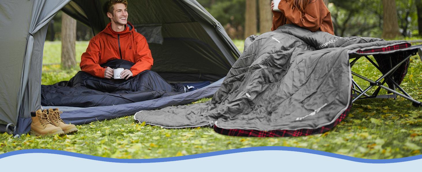 KingCamp Sleeping Bag for Adults, Cold Weather & Warm Extra Wide Big & Tall XL Portable Waterproof Flannel Sleeping Bags, Essentials Gear Accessories for Camping Backpacking Hiking Indoor & Outdoor