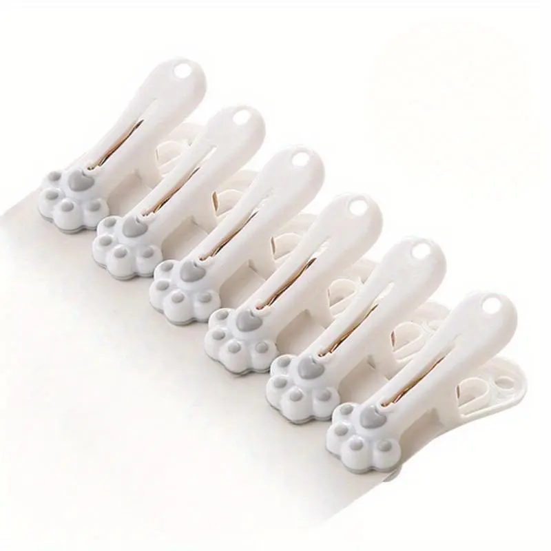 6/12 Pack Adorable Paw Print Plastic Clothespins - Multipurpose Windproof Laundry Clips for Hanging Towels, Underwear, Photos, And Snacks, Clothes Pins