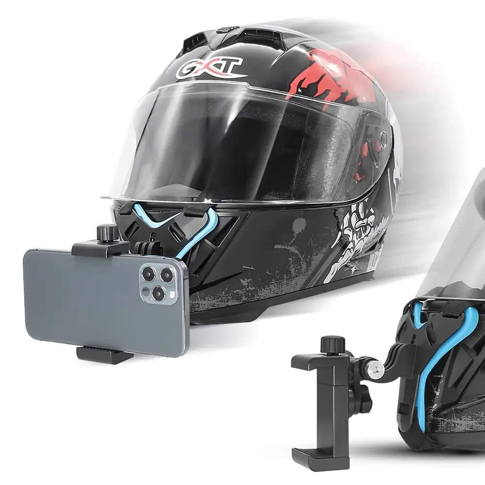 Universal Helmet Chin Mount Holder for Phone & Action Camera | Portable POV Photography Filming Accessory | Outdoor Gadget Travel Essential | Durable Easy Install Riding Gear | For Motorbike Tour Outdoor Adventure Daily Use