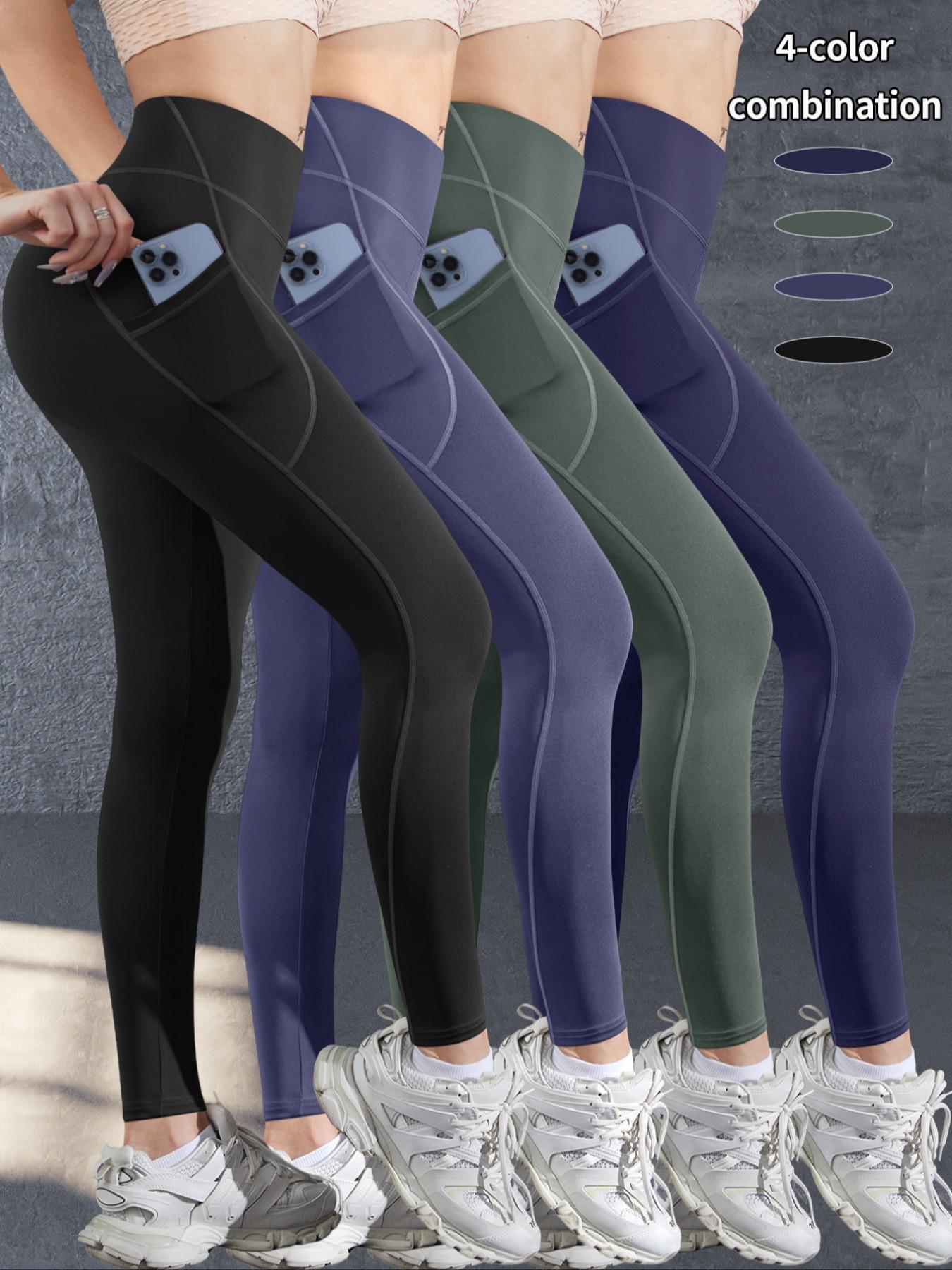 Women's Solid High Waist Sports  Leggings, Casual Comfy Breathable Skinny Pants for Yoga Gym Workout Running, Ladies Sportswear for Summer, Gym Clothing