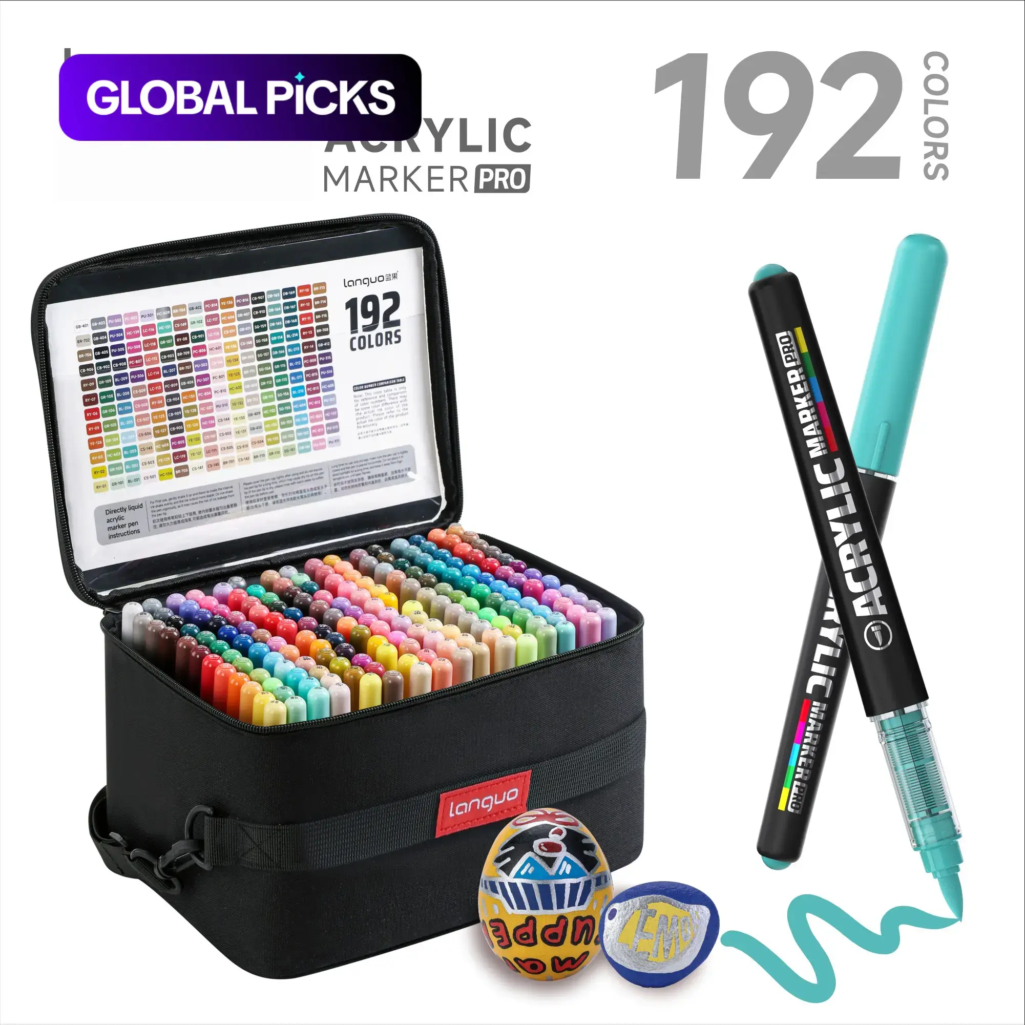 Acrylic Paint Marker Set with Storage Bag, Soft Brush Tips, Self-Control Ink, Excellent Coverage, Rich Colors, Large Capacity, DIY Crafts, Acrylic Paint Pen, Acrylic Art Kit, Art Materials #GLOBAL PICKS