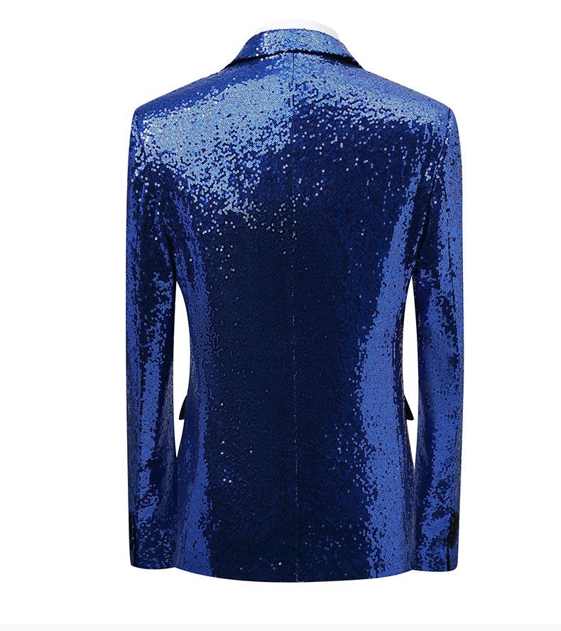 Gold Sequin Stage Performance Suit Jacket  Men's Korean Style Blazer For Nightclub, Wedding Host, Emcee, Photoshoot