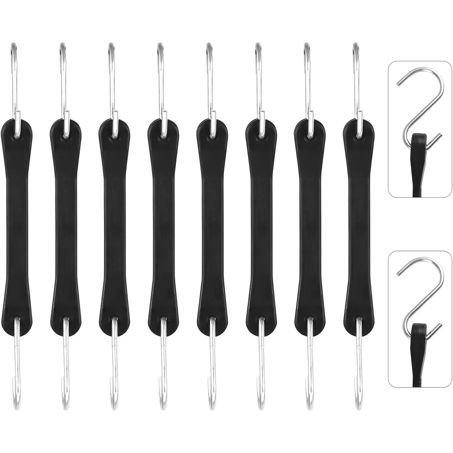 6 Inch Rubber Bungee Cords with Hooks,10Pcs Bungee Cords Heavy Duty Outdoor | EPDM Black Rubber Bungee Tarp Straps, Stretch Tie-Downs Straps with S Hooks for Canvas Canopies  Cargo  Cover