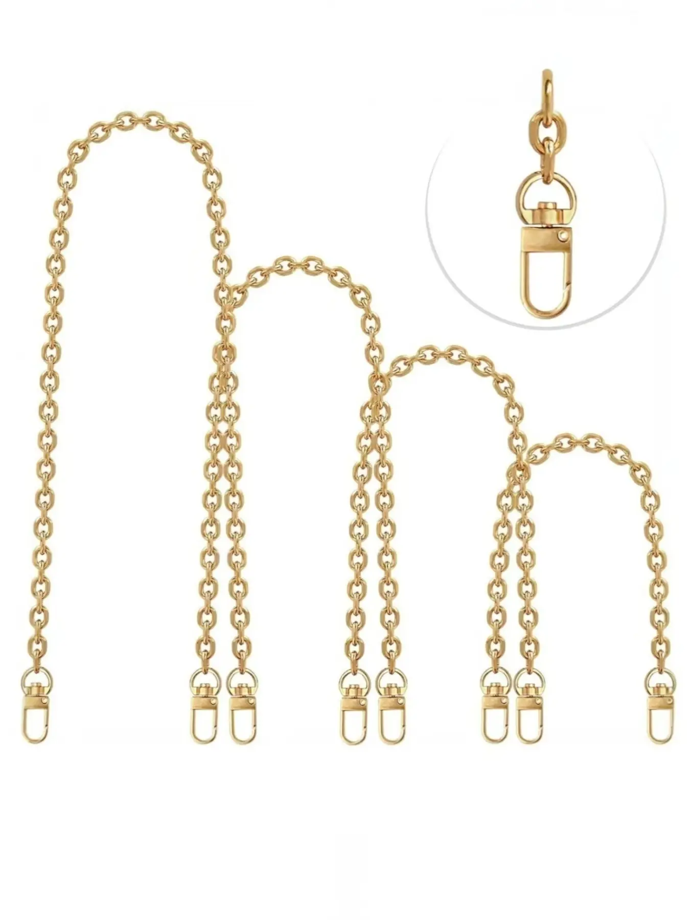 4-Piece Bag Chains, Different Sizes Wallet Straps with Crossbody Strap Replacement, Suitable for Handbags Shoulder Straps, Fashionable Chain Strap