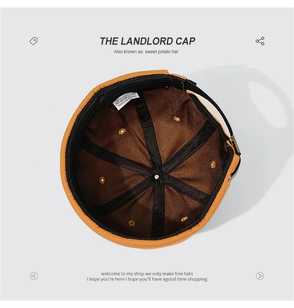 Retro Letter Label Brimless Caps Unisex Solid Color Beanie Men Women Summer Street Adjustable Docker Hats Melon Cap Hip Hop Cap