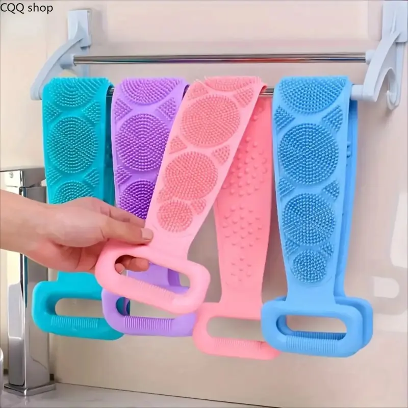 1‑2 PCS Body Exfoliating Bath Set, Silicone Back Scrubber Strap Bath Sponge Massage Brush, Double‑Sided Deep Cleansing Shower Accessory for Skin Exfoliation Body Care