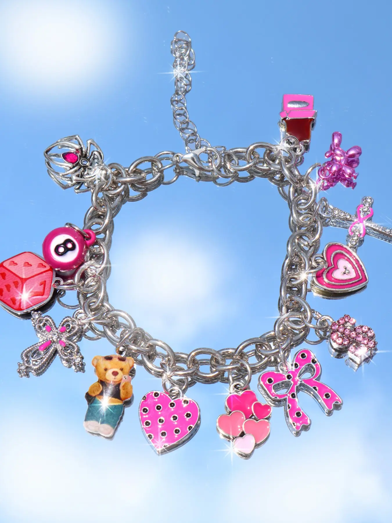 Cute Bear Charm Bracelet, Polka Dot Butterfly Heart Star Bracelet, Cherry Leopard Print Star Bracelet, Fashion Accessory for Women