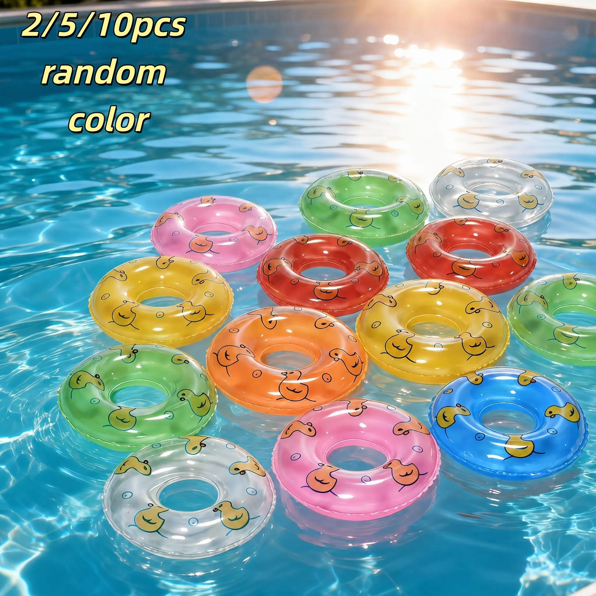 Mini Pet Swim Ring, Duck Pattern, Ideal for Small Animals Bathing, Hamster, Turtle, Fun Bath Toy, Aquarium Decor, Random Colors