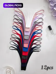 Women's Solid-Color Thongs, Comfortable Soft Breathable Panties for Daily Wear, Women's Underwear for All Seasons, Soft Comfy Panties