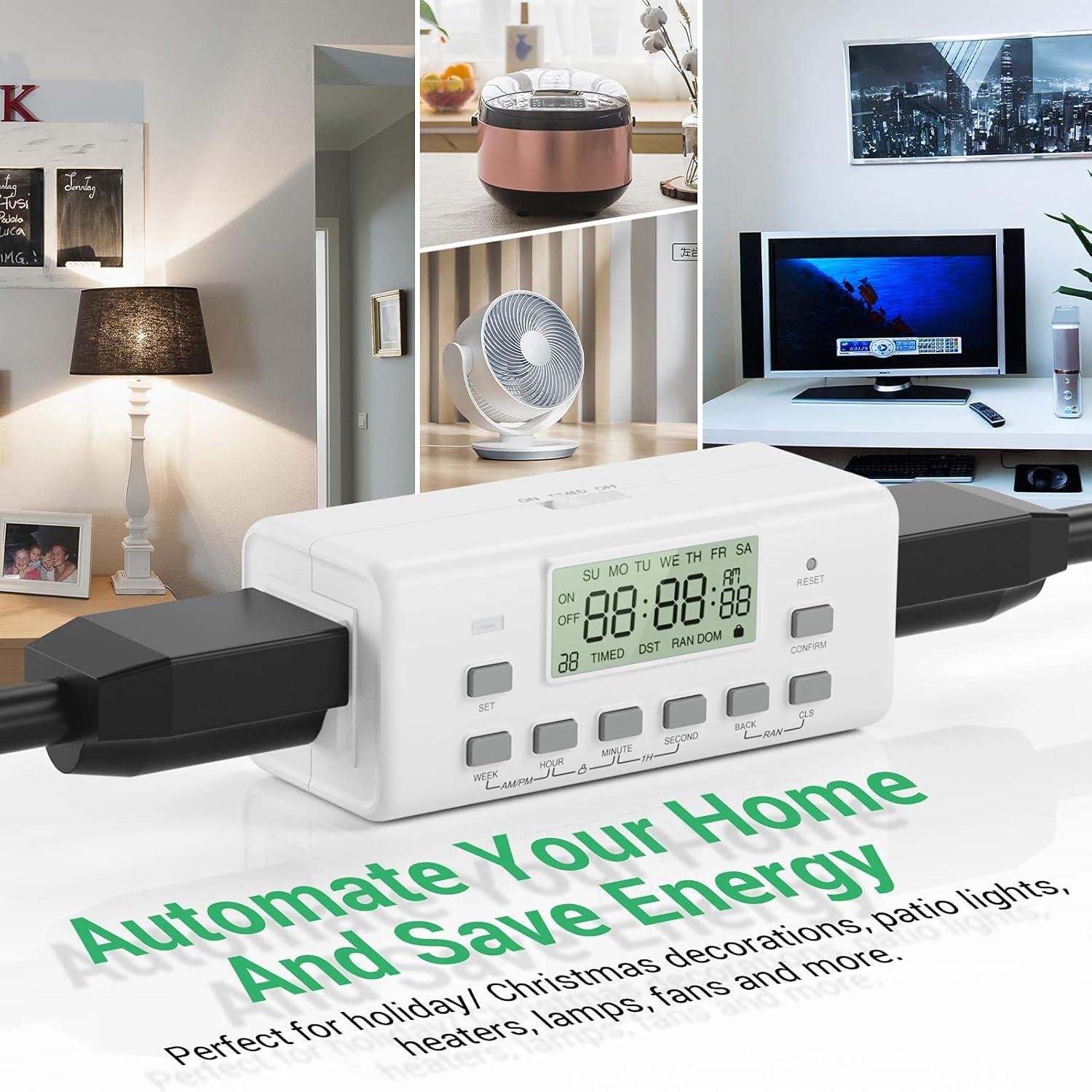 Digital Timer  - 2 Pack, 7 Day Programmable, 10 /Off Settings, 24-Hour & 7-Day Programmable Electric Plug Timer