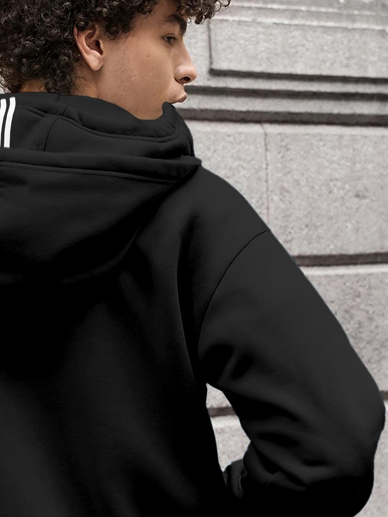 1pc TNZI men's full zipper windproof mask hoodie long-sleeved jacket versatile and fashionable urban style, with zippers and pockets - warm, windproof and durable, suitable for daily or outdoor autumn/winter wear