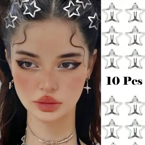 Y2K Hollow Out Star Design Snap Clip, 30pcs Cute Y2K Hair Clips, Sweet and Cute Hair Accessories for Women and Girls Hairstyle Use