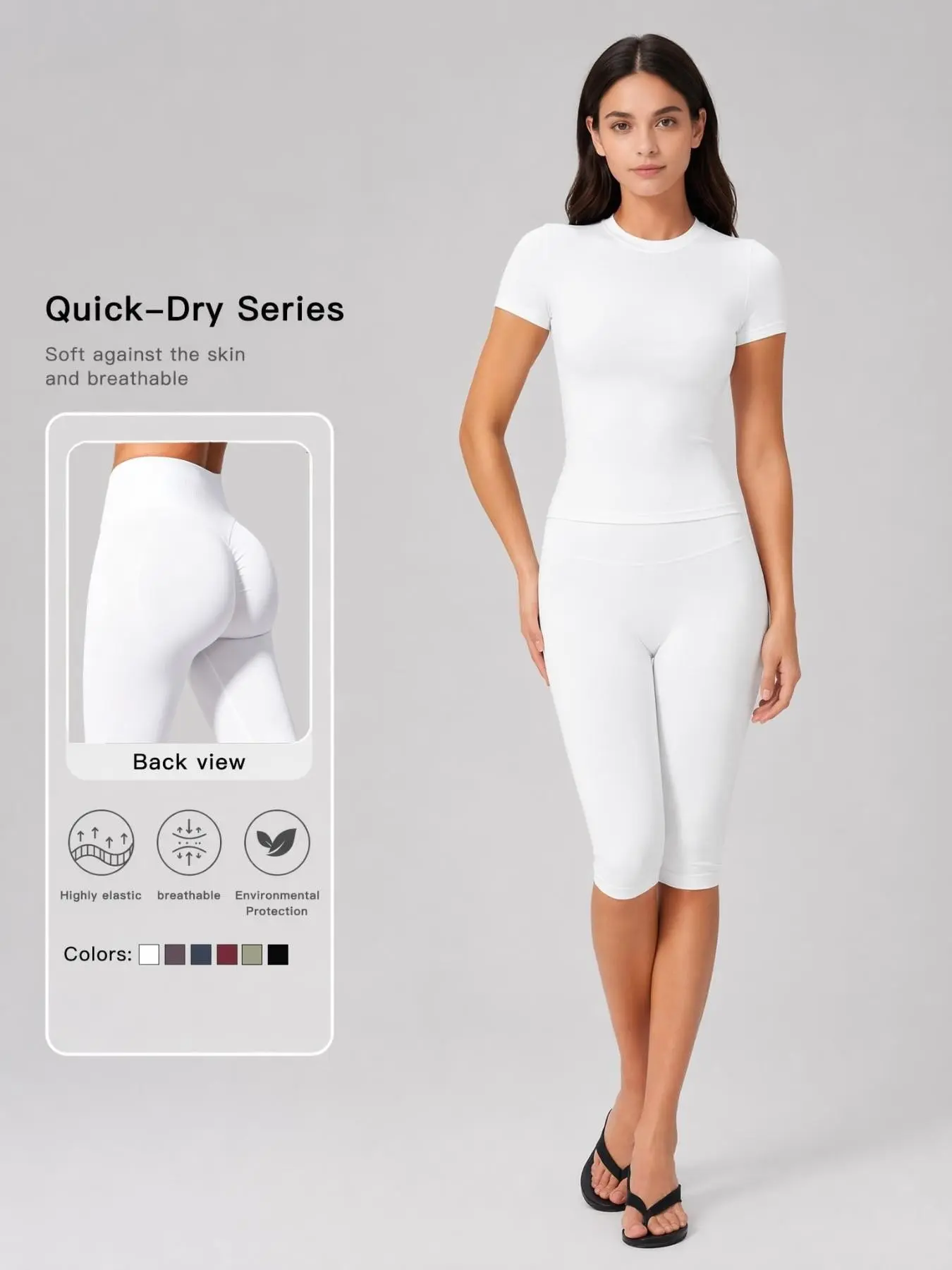 ST0012 Fast-Drying Sweat-Wicking Slim Fit T-Shirt with High-Waist Shaping 7/8 Leggings Elastic Breathable Fittok Set Seamless Transition From Gym to Street