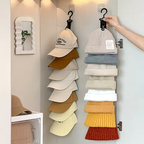 1pc Hat Storage Rack with 8 Clips, Holds 8 Baseball Caps, and, Wall Mounted, Hat Hangers for Wall, Home and Closet Hat Organizer, Hat Holder Hanger, Hat Organizer Installation