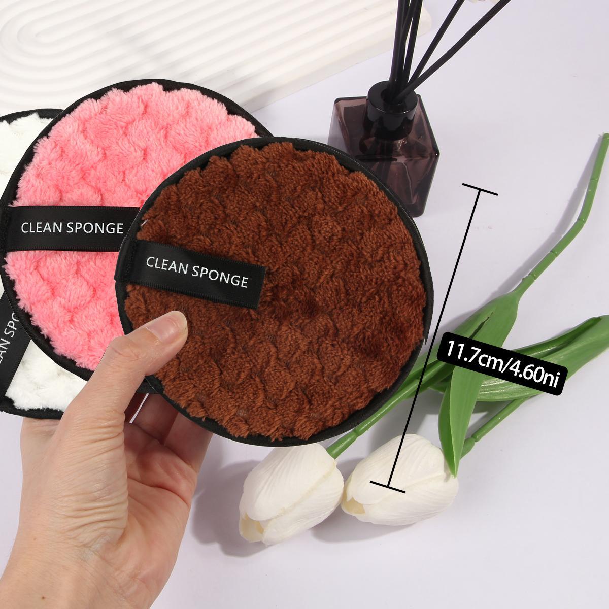 3pcs Reusable Washable Pads, Double-Sided Facial Cleaning Puffs, Fluffy Face Washing & Skin Cleansing Pads, Portable Makeup Tools, Soft Makeup Remover