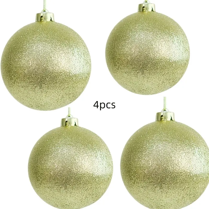 4pcs, 3.94 inch oversized Christmas ball decorations, shiny giant oversized plastic Christmas balls, large hanging Christmas tree decorations, suitable for outdoor holiday pie decoration .