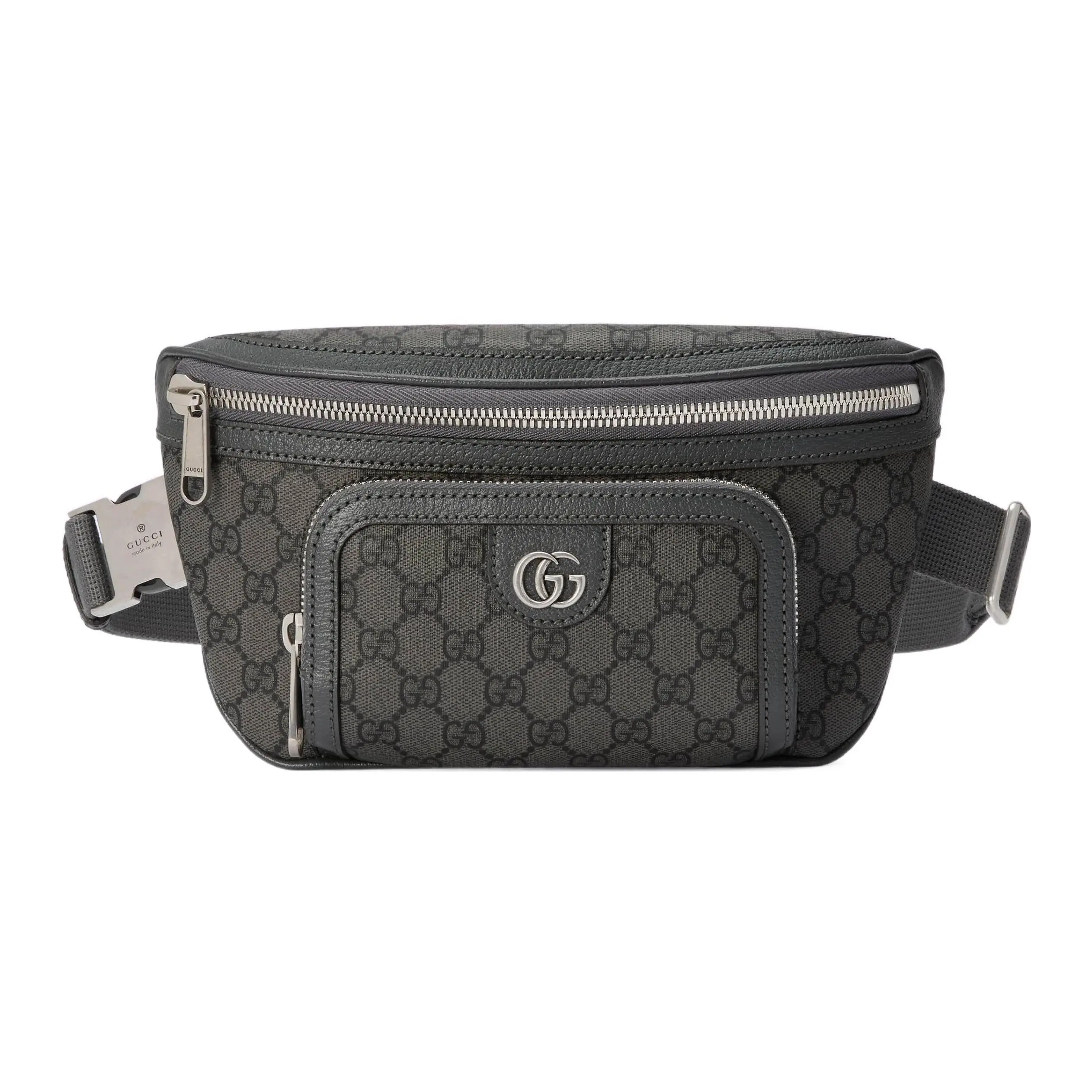Gucci Ophidia Distressed Zip Closure Monogram Canvas Waist Bag for Men in Gray