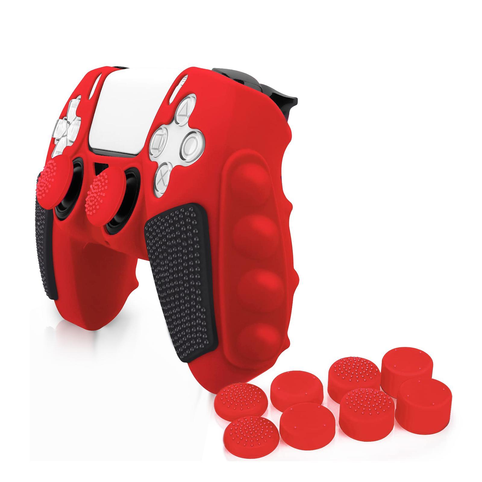 Game Controller Non-slip Protective Case with 8 Thumb Grip Cap, Silicone Soft Shell Game Controller Protective Cover, Console Accessories for PS5 Tech Accessories